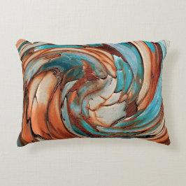 Cojín decorativo de arte abstracto de óxido y azul