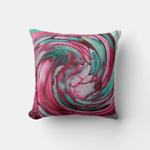 Cojín decorativo de arte abstracto rosado N Verde