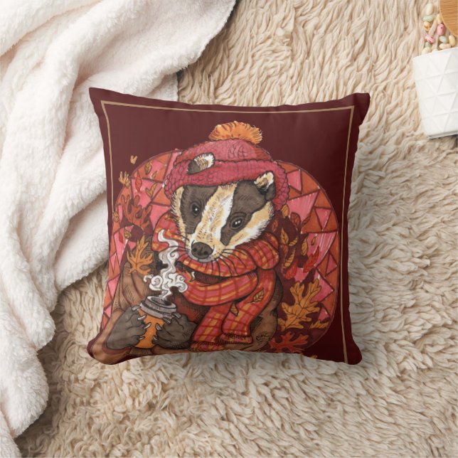 Cojín decorativo de arte acogedor Autumn Badger (Manta)