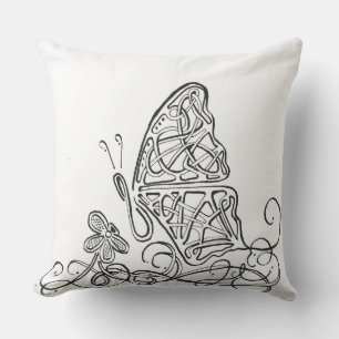 Cojín decorativo de arte de la línea de mariposa