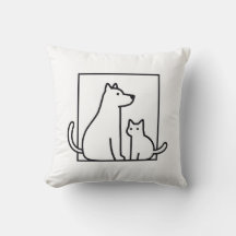 Cojín decorativo de arte de la línea de perro y ga