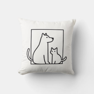 Cojín decorativo de arte de la línea de perro y ga