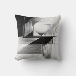 Cojín decorativo de arte de línea óptica en blanco