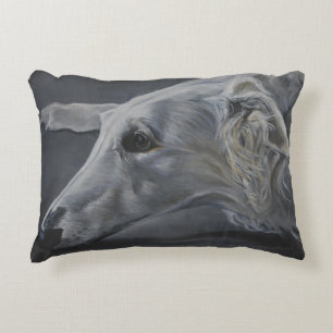 Cojín decorativo de arte de perro lobo ruso Borzo