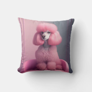 COJÍN DECORATIVO DE ARTE DE POODLE ROSA
