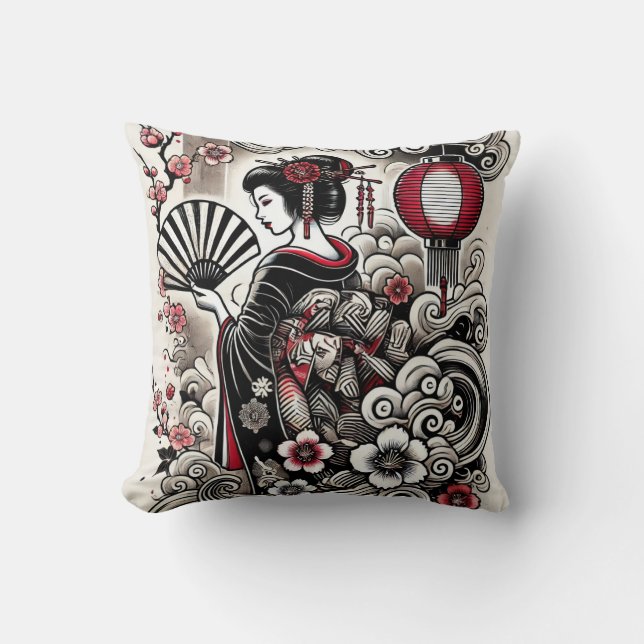 Cojín decorativo de arte Geisha (Anverso)