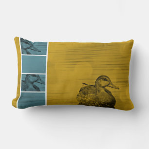 Cojín decorativo de arte Gold N Blue Duck