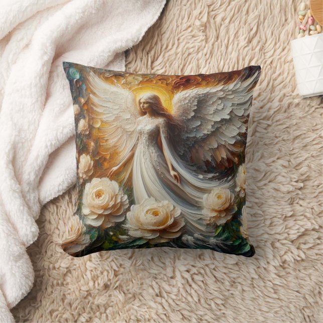 Cojín decorativo de arte Impasto Faux Relief Angel (Manta)