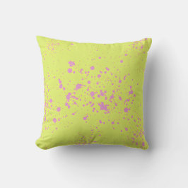 Cojín decorativo de arte Lime Green & Pink Splatt
