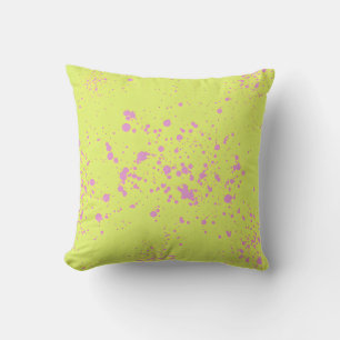 Cojín decorativo de arte Lime Green & Pink Splatt
