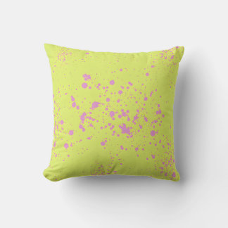 Cojín decorativo de arte Lime Green & Pink Splatt