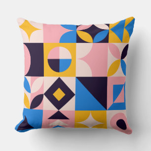Cojín decorativo de arte pop geométrico vibrante