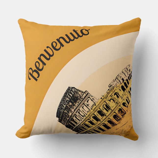 Cojín decorativo de Arte Retro Benvenuto Roma Colo (Anverso)