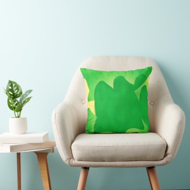 Cojín decorativo de arte verde y amarillo (Silla)
