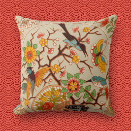 Cojín decorativo de aves y mariposas