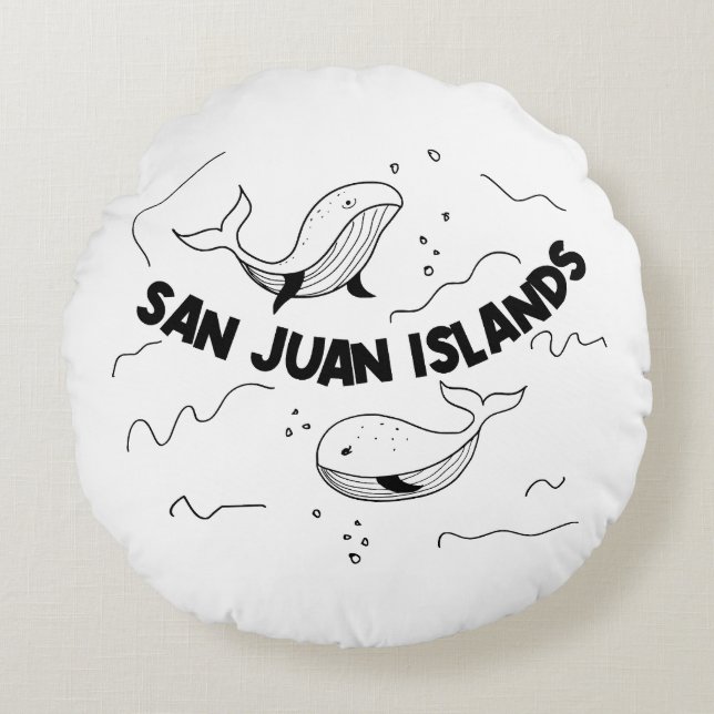 Cojín decorativo de ballenas de las Islas San Juan (Anverso)