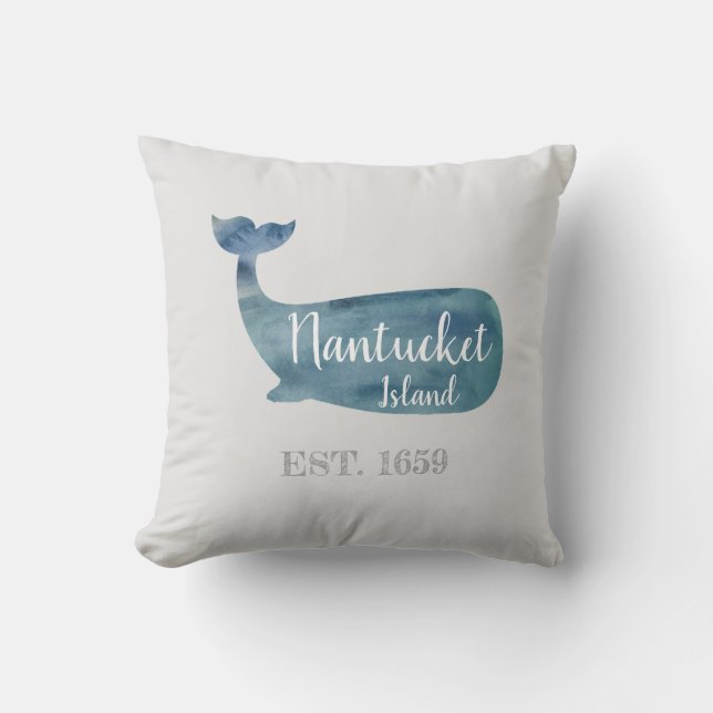 Cojín decorativo de ballenas en masa de Nantucket  (Anverso)