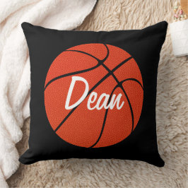 Cojín decorativo de baloncesto de texto personaliz