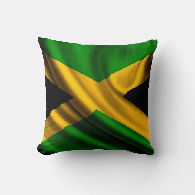 Cojín decorativo de Bandera de Jamaica (Anverso)
