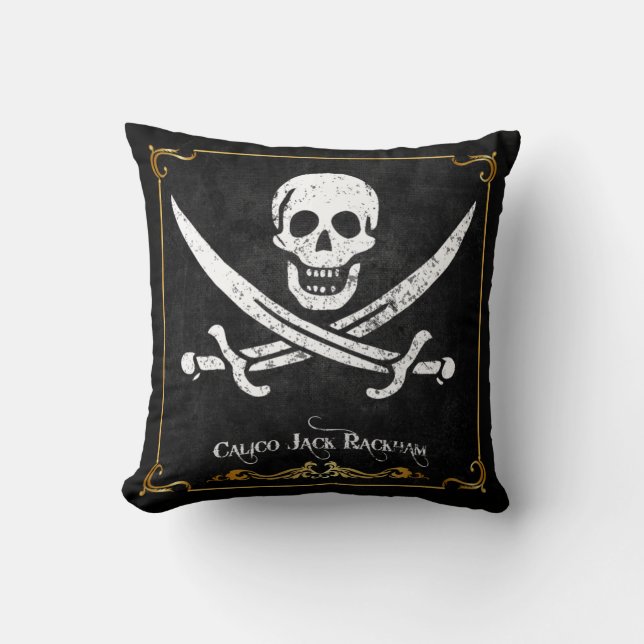 Cojín decorativo de Bandera Pirata Calico Jack Rac (Anverso)