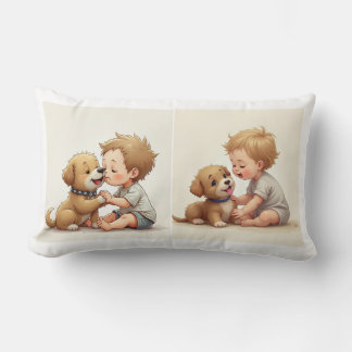 Cojín decorativo de bebé y cachorro