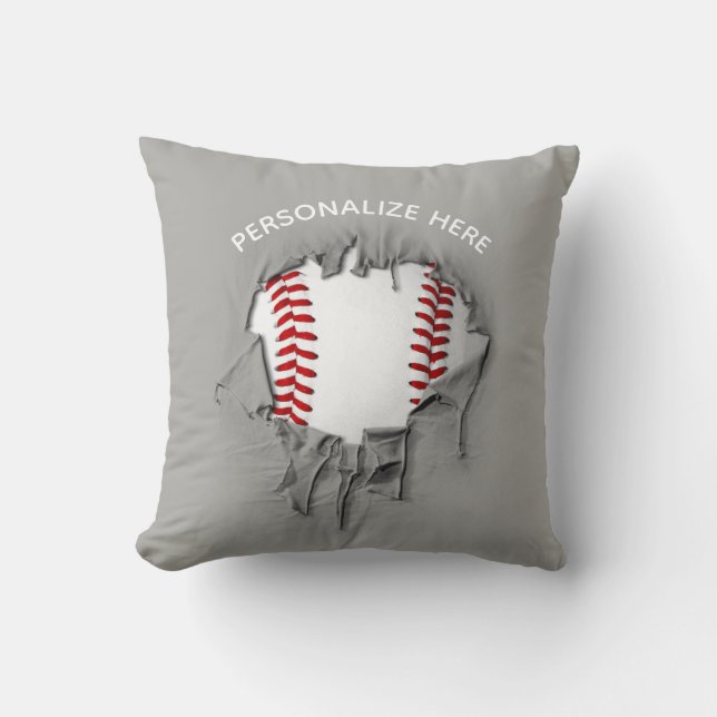 Cojín decorativo de Béisbol desgarrado (Anverso)