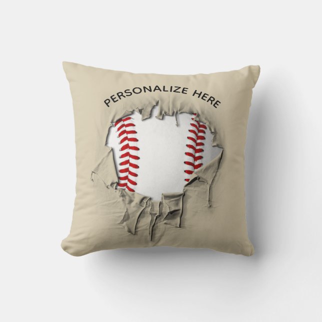 Cojín decorativo de Béisbol desgarrado (Anverso)