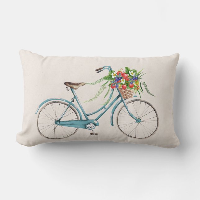 Cojín decorativo de bicicletas y fresas (Anverso)