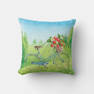 Cojín decorativo de bicicletas y fresas