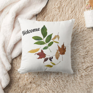 Cojín decorativo de bienvenida de Fall Leaves