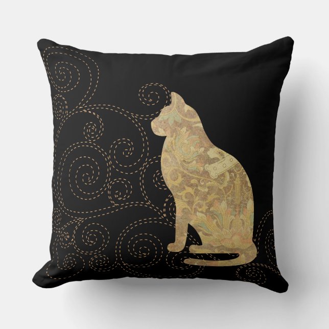 Cojín decorativo de Brocade Cat con Stitches Squar (Anverso)
