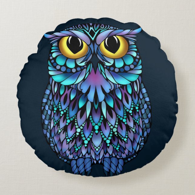 Cojín decorativo de búho de Mandala (Anverso)