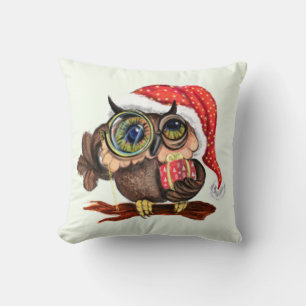 Cojín decorativo de búho de Navidades pequeños