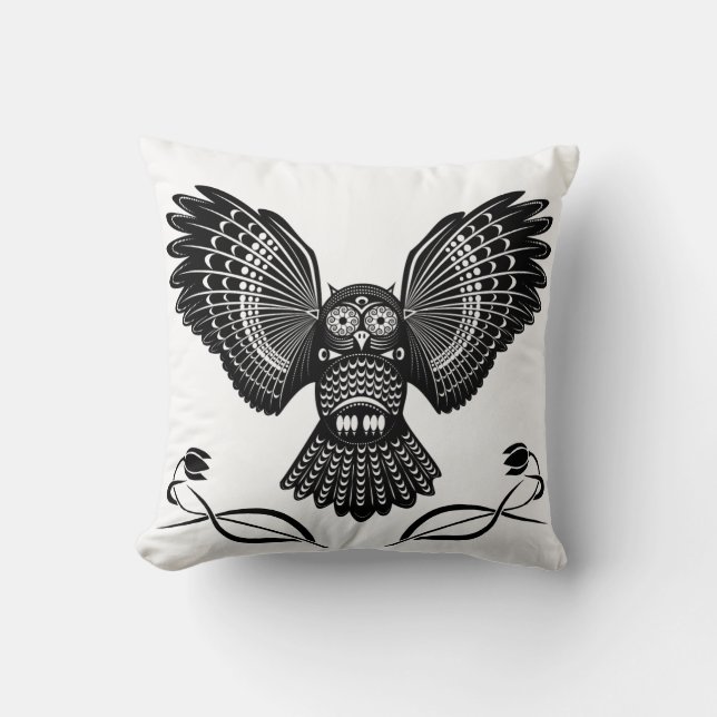 Cojín decorativo de búho tribal (Anverso)