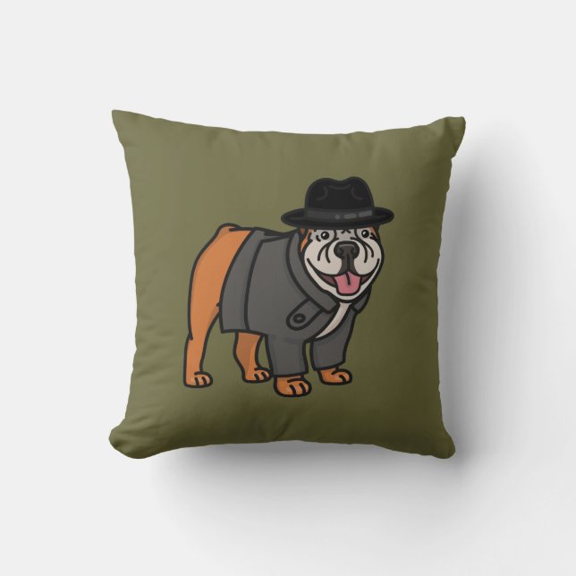 Cojín decorativo de Bulldog inglés de Detective Fu (Anverso)