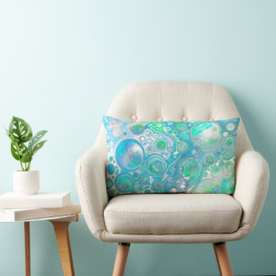 Cojín decorativo de burbujas de abstracto de azul