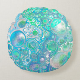 Cojín decorativo de burbujas de abstracto de azul 