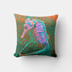Cojín decorativo de caballitos de mar eléctricos