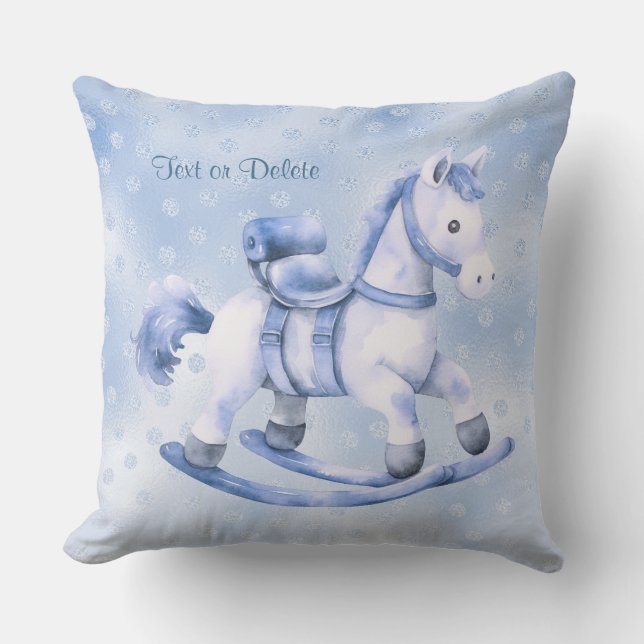 Cojín decorativo de caballos de Rockefas Azules (Anverso)