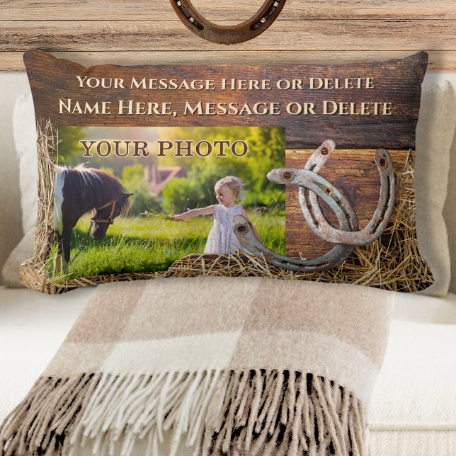 Cojín decorativo de caballos, ruso personalizado,  (Photo and Personalized, Horse Throw Pillow. Horseshoe Lumbar Pillow. Great, Horse Remembrance Gifts.)