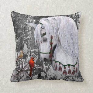 Cojín decorativo de caballos y cardenales de vaca