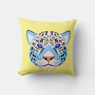 Cojín decorativo de cabeza de leopardo amarillo y 