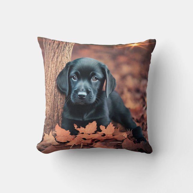 Cojín decorativo de cachorro de Black Lab (Anverso)