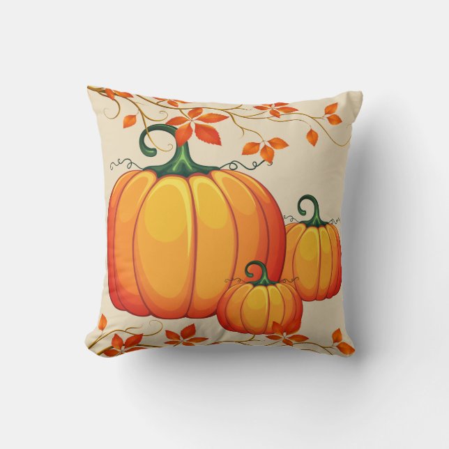 Cojín decorativo de calabaza de cosecha de otoño (Anverso)