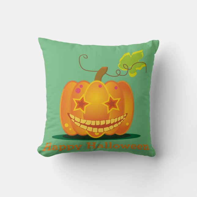 Cojín decorativo de calabaza divertida feliz de Ha (Anverso)