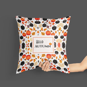 Cojín decorativo de calabaza otoñal naranja del pa