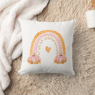 Cojín decorativo de calabaza rosa del arcoiris de
