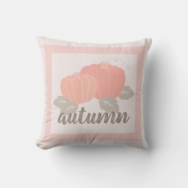 Cojín decorativo de calabazas rosadas de otoño (Anverso)