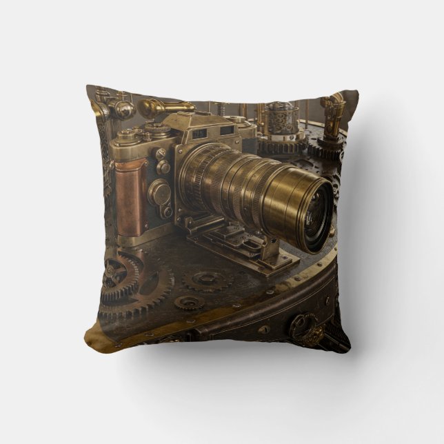 Cojín decorativo de cámara Steampunk (Anverso)