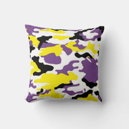 Cojín decorativo de camo ultravioleta y amarillo d